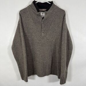 Southern Proper Wool Blend Henley Sweater Mens Size Medium Light Brown Pullover